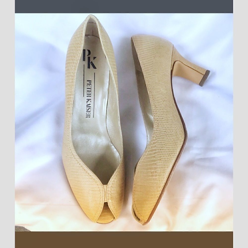 PETER KAISER PEEP TOE LEATHER SHOES. NEW